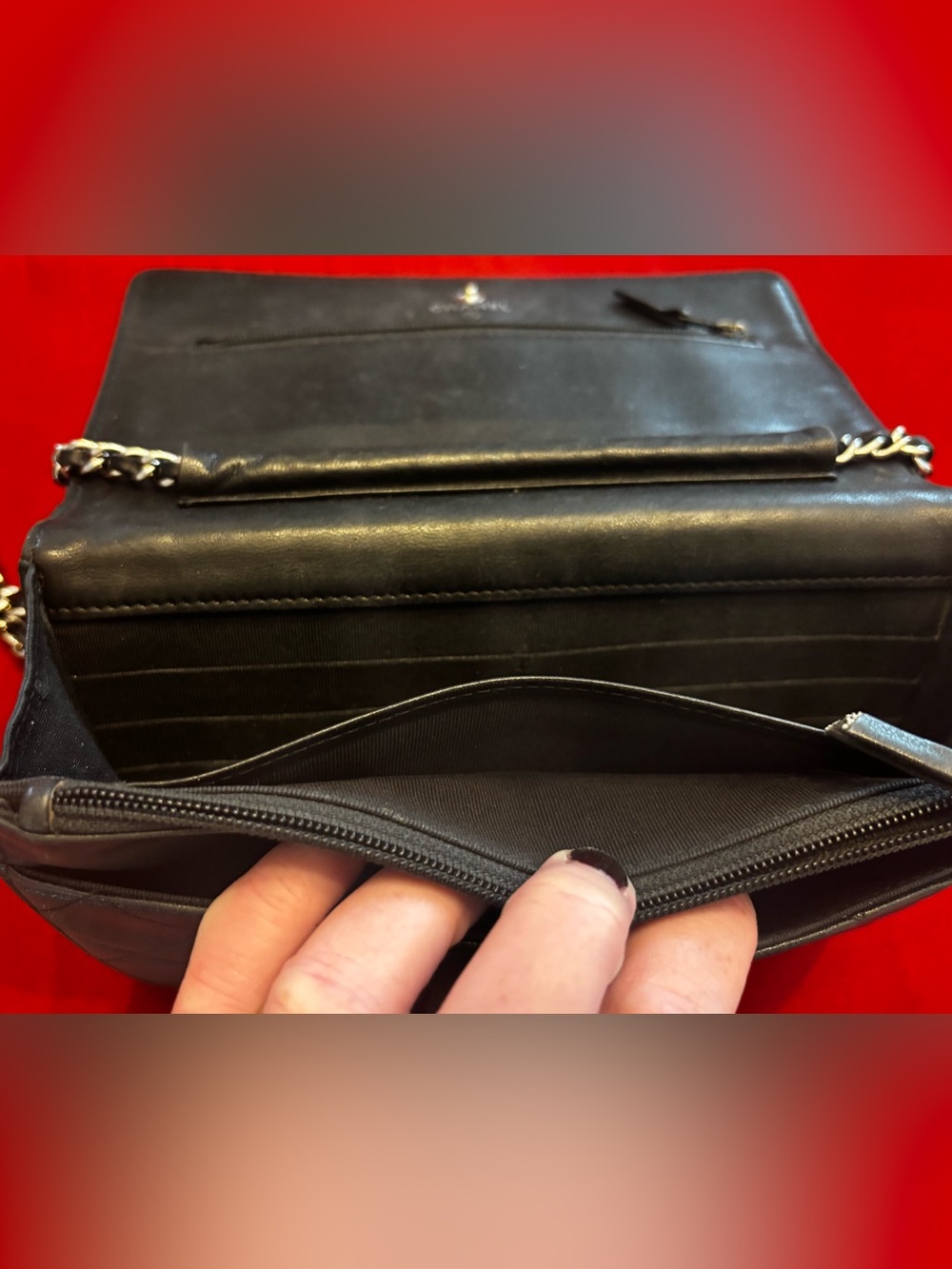 CHANEL Black Quilted Leather WOC w/ Silver Hardware - Authentic - Picture 10 of 13